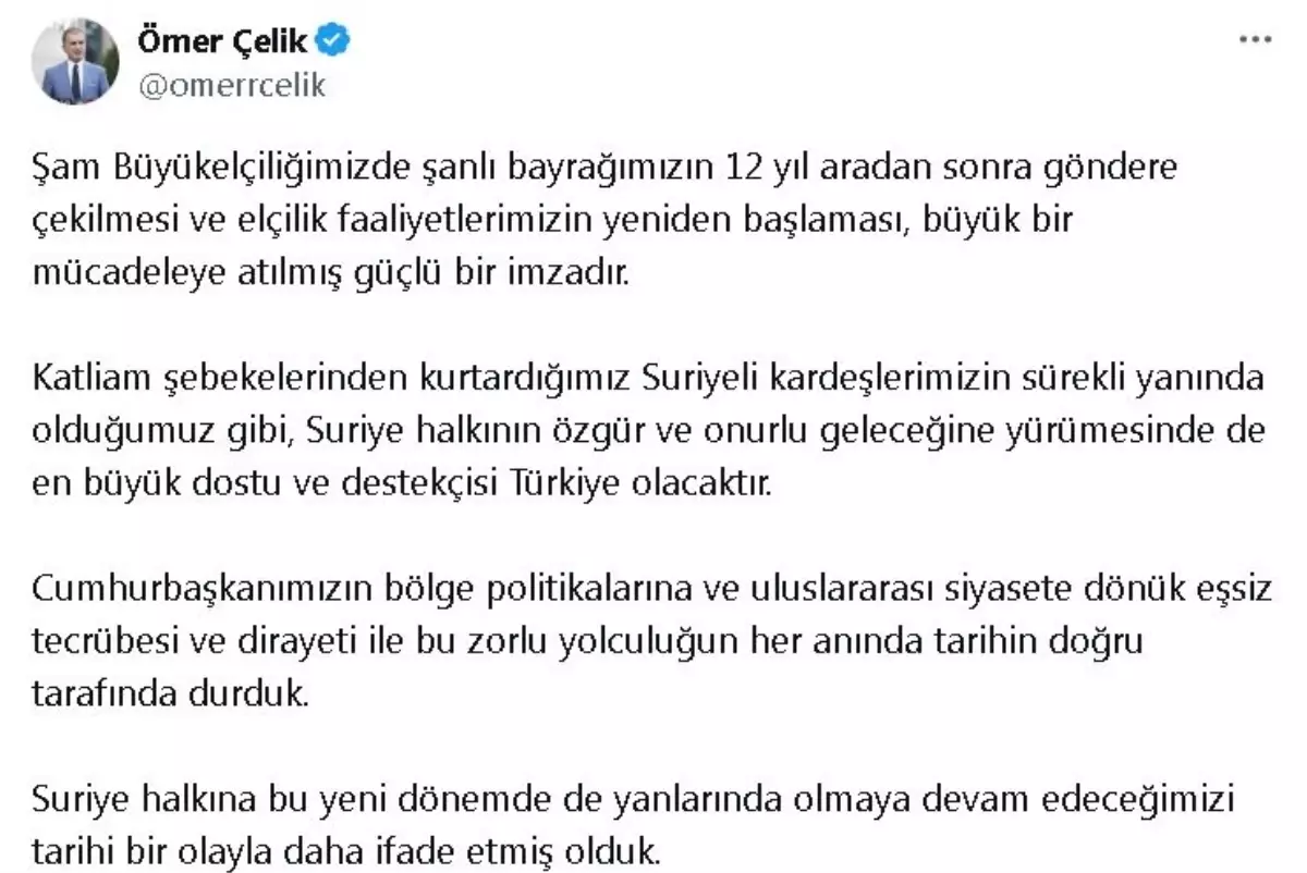 Türk Bayrağı Şam’da 12 Yıl Sonra Göndere Çekildi